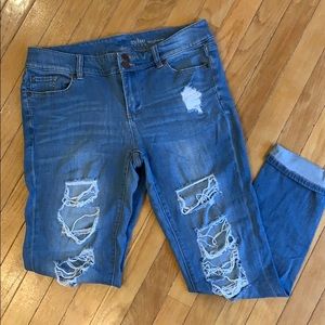 New York & company cropped distressed jeans